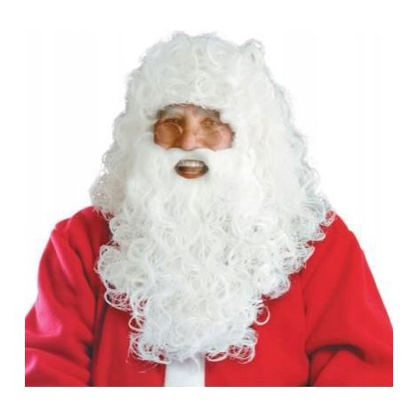 Barba de Papá Noel con peluca, 1 unidad.