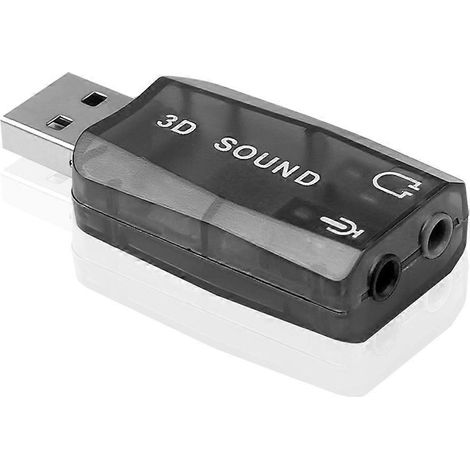 Adaptateur audio mini USB mâle vers 3,5 mm femelle, carte son 3D pour microphones. (1/5)