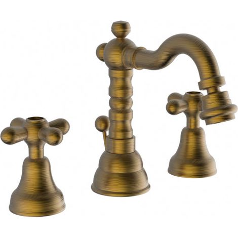 EURORAMA -  Batteria bidet 3 fori con canna e saltello - serie: orient - colore: bronzato (1/2)
