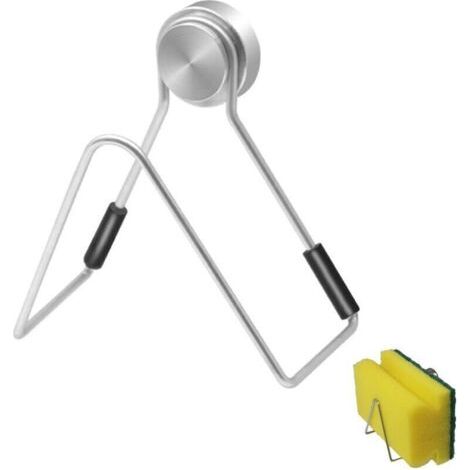 Porte-éponge de cuisine magnétique sans perçoite, Organisateur evier, Support pour Éponge Mural pour rangement evier (Petit)