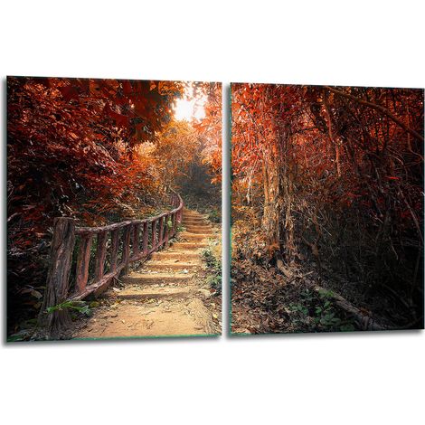 2 plaques de protection en verre pour cuisinière 40x52 paysage (1/5)