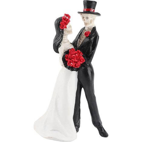 Statue Couple Marié Décalqué Jour Des Morts Danse Figurine Résin Romantique Halloween Decoration Maison (1/5)