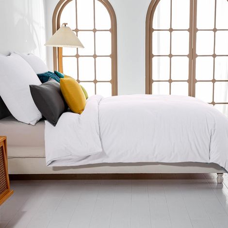 Bettwäsche-Set Mikrofaser 135x200 cm Weiß Bügelfrei mit Reißverschluss