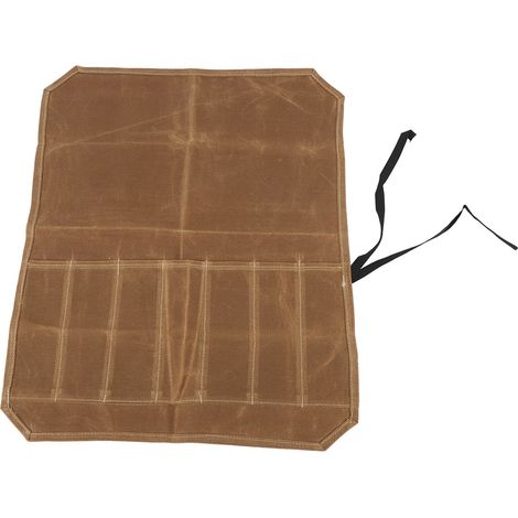 Sac de camping en toile kaki pour ustensiles de cuisine, couteaux et outils portables, idéal pour les barbecues en plein air. (1/5)