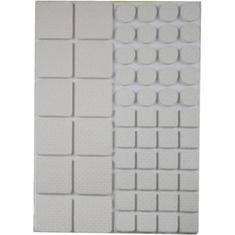 Feutre anti-rayures / caoutchouc adhésif - Lot de 56 pièces - Blanc - Patins de protection (1/5)