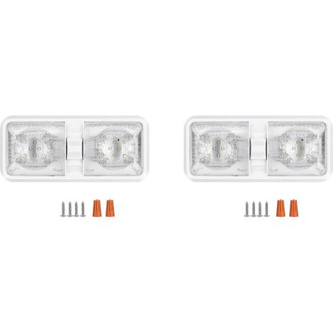 2 lampes LED 12 V 8 W pour intérieur de camping-car, plafonnier double dôme, luminosité 600 lumens, pour caravane, bateau ou voiture. (1/5)