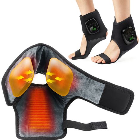 Appareil de massage chauffant pour pieds et chevilles, paire de protège-chevilles électriques rechargeables, massage par compression d’air à 4 niveaux, 3 niveaux de chaleur 45/50/55 °C, batterie 2000 (1/5)