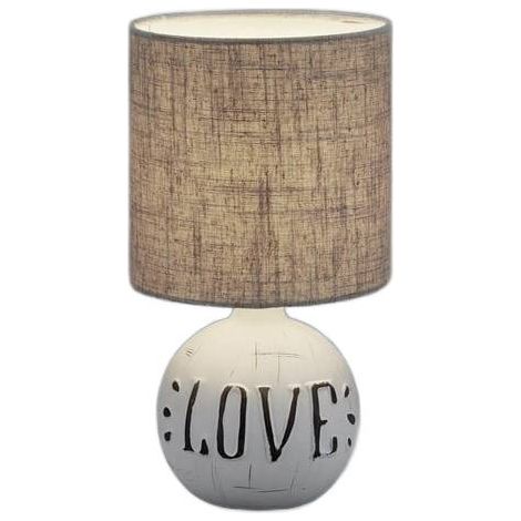 Lampe table ESNA grise RL E14 tissu pied brun céram.