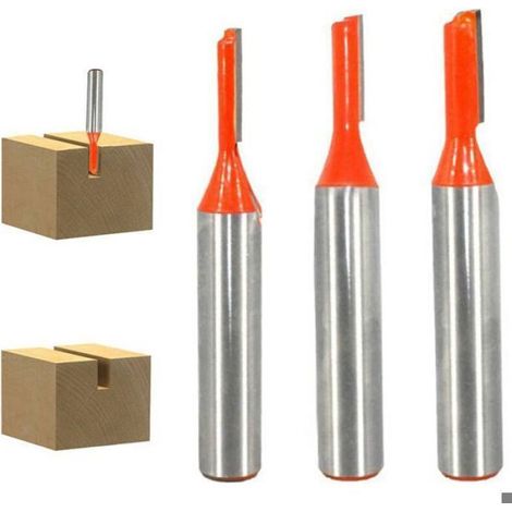 Fraise à Défoncer - Carbure de Tungstène - 3 mm 4 mm 5 mm - Shank 8 mm - Pour Travail du Bois MDF Panneau de Particules Contreplaqué - 3 Pièces (1/4)