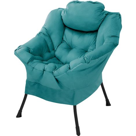 ML-Design Relaxsessel Petrol, Wohnzimmersessel mit Armlehnen & Seitentasche, Fernsehsessel mit Kopfkissen, Loungesessel mit Stahlrahmen, schwarzen Beine, Ohrensessel ergonomisch, Lesesessel