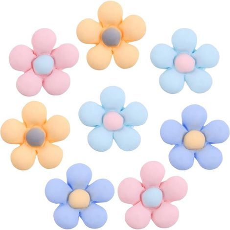 8 Accessoires de chaussure, Fleurs en PVC étanche, Décoration multicolore 2,2 cm pour sandales, sacs et chapeaux (1/5)