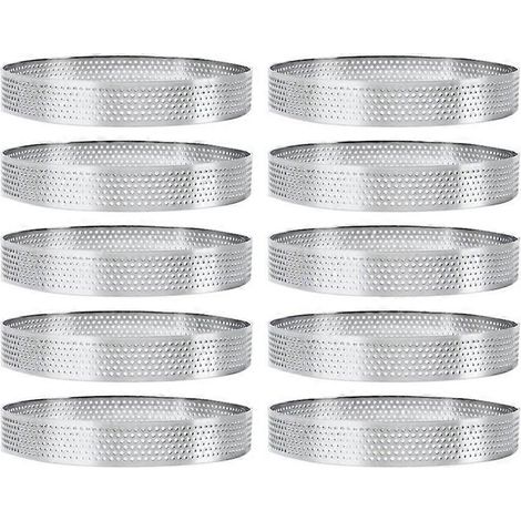 10 pièces 15cm circulaire cercles tarte trous acier inoxydable fruit tarte Circle cercle gâteau mousse moule cuisson (1/5)