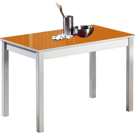 Table de Cuisine, métal, Orange, 90 x 50 cm (1/2)