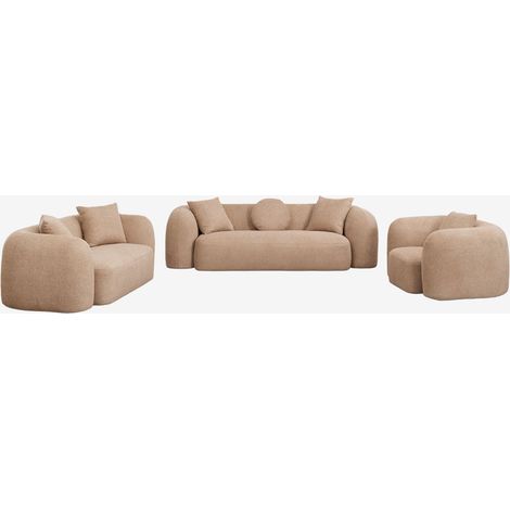 Conjunto de salón con sofá modular de 3 plazas, sofá de 2 plazas y sillón en chenilla Coco SKLUM (1/5)