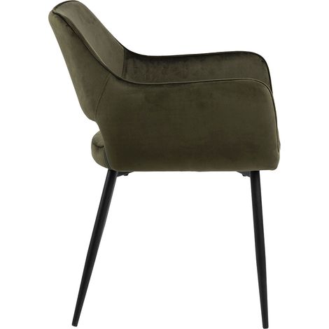 Fauteuil rembourré Ranja, vert olive, pieds en métal (1/5)