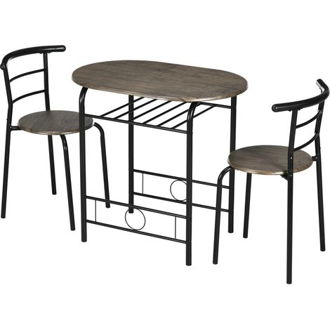 Bistro-Set 3-teilig, 1 Tisch, 2 Stühle, 80 cm x 53 cm x 74,5 cm, Schwarz