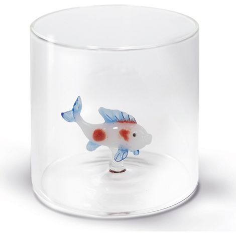 Bicchiere in vetro borosilicato con figura Carpa Trasparente WD LIFESYLE