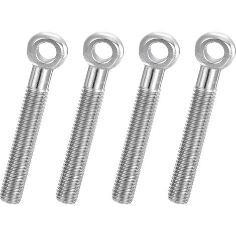 4 Pcs Boulon à Œil M10x75mm Boulon à Œillet de Levage pour Balancement d'Épaule, Vis Poisson en Acier Inoxydable 304, Filetage Métrique à Demi-Denture Trou Coulissant, Argentée (1/5)