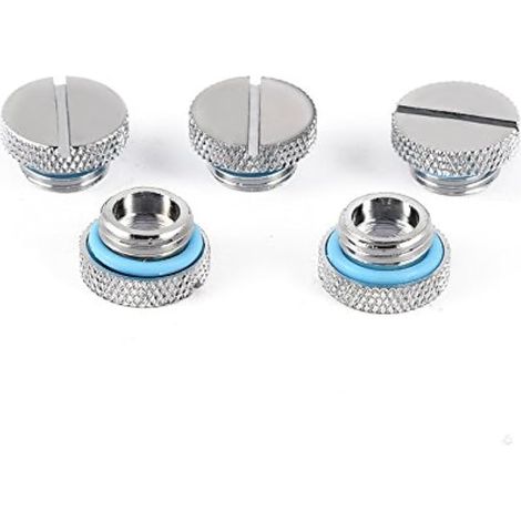 5 Pièces Bouchon D'arrêt de Filetage, G1/4 Refroidissement par Eau en Laiton à Visser pour Système D'ordinateur 2 Mots Droit Raccords Réservoir Accessoires D'eau Droite Stop Plug Bouchon Cool (1/5)