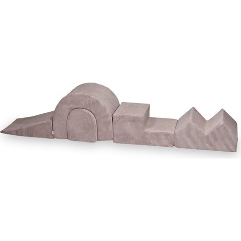 Aire de jeux en mousse, 5 pièces, velours côtelé rose clair (1/5)
