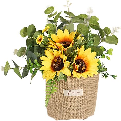 Hängender Jute-Anhänger in Form einer Sonnenblume, für Wohnzimmer, Esstisch, künstliche Blume, Seidenblume, Türdekoration. (1/2)