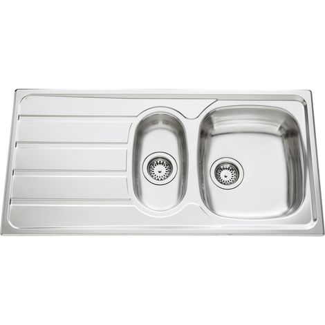 Évier de cuisine Inox lisse Montebello avec vide sauce - L 1000 x l 500 x P 160 mm - sous-meuble de 60 cm - Aquatop (1/5)