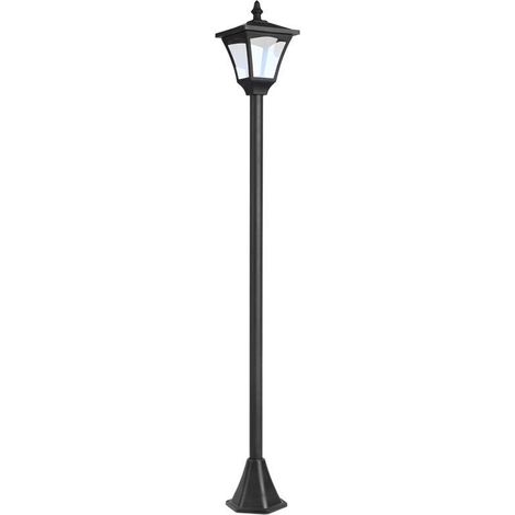 Lampadaire d'extérieur solaire, éclairage LED classique 30 lm à intensité variable 15 x 15 x 120 cm, noir