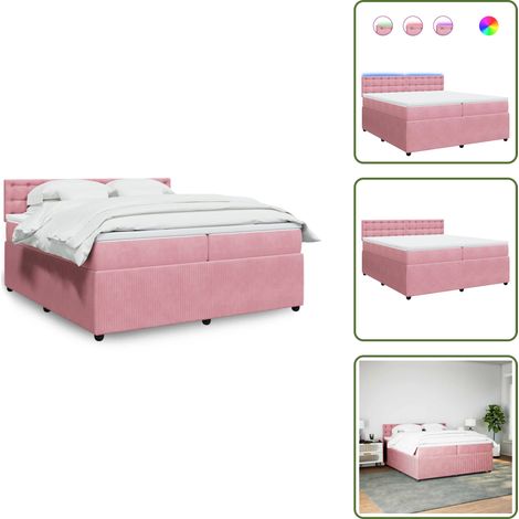 vidaXL Sommier à lattes de lit avec matelas Rose 200x200 cm Velours (1/5)