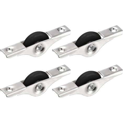 Roulettes de Porte Noir Coulissante de 30 mm Pour Meubles,Écrans,Armoires,Placards Avec Vis, Lot de 4, en Nylon Ton Argenté (1/5)