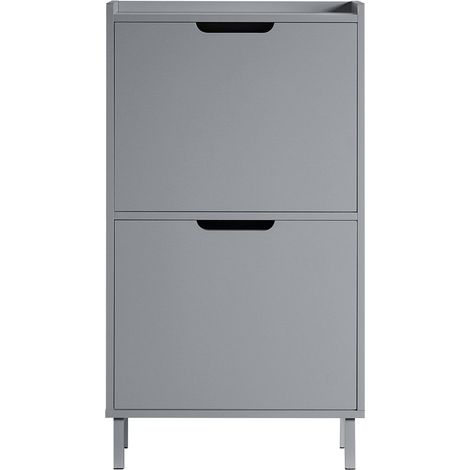 SoBuy Scarpiera Con Ribalte Scarpiera Con Ripiani Scarpiera Portascarpe Salvaspazio 2 ante Grigio L50xP19xA91cm FSR151-HG (1/5)