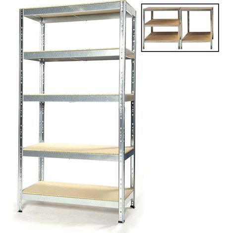 Scaffale 5 Ripiani in MDF mm.5 cm90x40 h.180 Zincato (1/2)