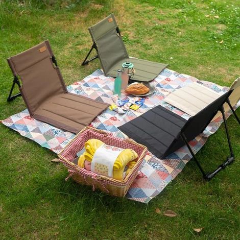 Chaise de camping pliante légère avec sac de rangement, siège de plage portable en alliage d'aluminium avec tissu Oxford 600D pour randonnée, voyage, noir (1/5)