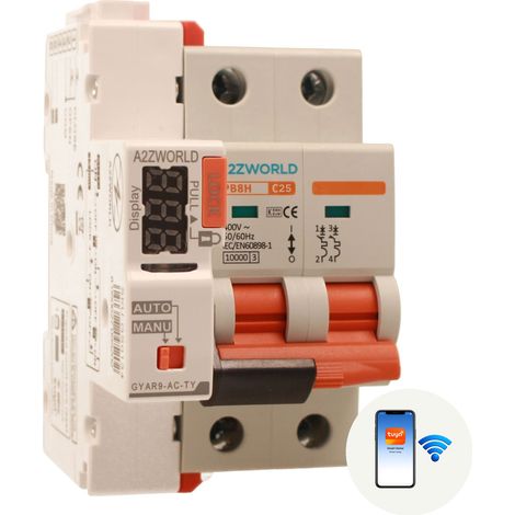 MCB Interruttore Magnetotermico WIFI Con Riarmo Automatico, Curva C 2P 3M 10000A AC 400V PB8H, Disponibili 10A 16A 20A 25A 32A 40A 50A 60A (C25A) (1/3)
