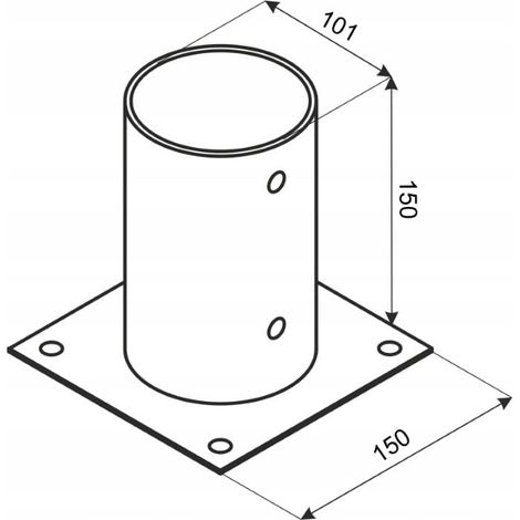 Ancrage de base de parasol en zinc galvanisé à chaud 101 x 150 x 2 mm