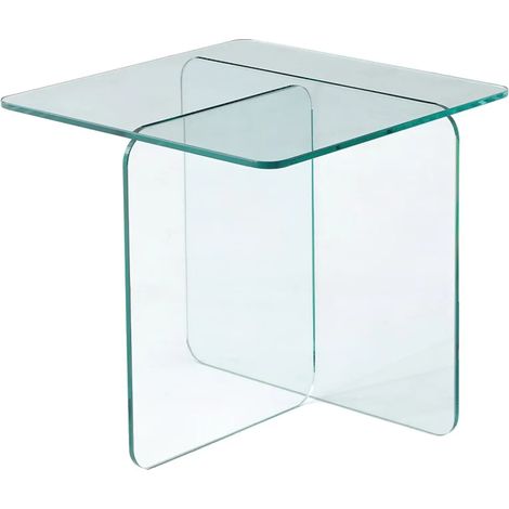 Table d'appoint carrée design moderne verre trempé transparent - ICE (1/5)