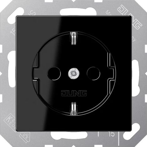 Jung SCHUKO Steckdose, 16 A 250 V , Thermoplast, Serie A, schwarz A1520BFSW (1/2)