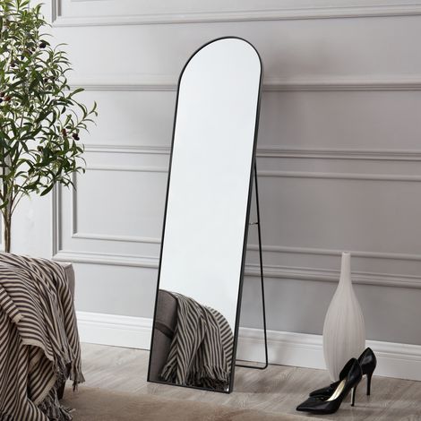 Espejo de pie Bugnara ajustable e inclinable de aluminio 160 x 40 cm negro [en.casa] (1/5)