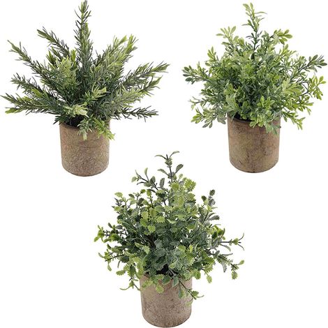 Mini pot de fleurs en céramique, plante artificielle, ensemble de 3 plantes artificielles d'intérieur (1/5)