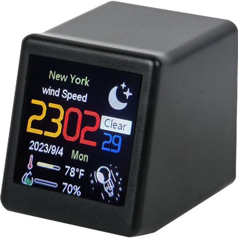 Orologio meteo intelligente, piccolo orologio TV Wi-Fi, decorazioni digitali creative, mini orologio, carica le tue immagini/GIF - Crezuo