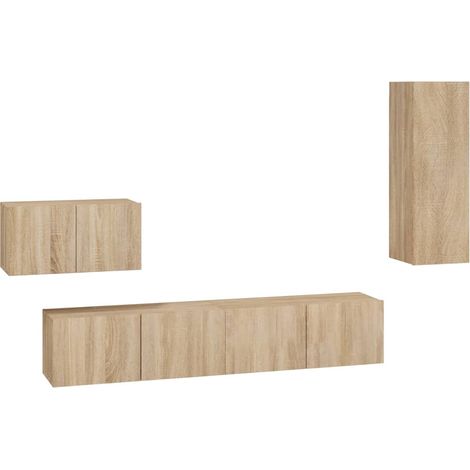 Maison Exclusive - 4-tlg. TV-Schrank-Set Sonoma-Eiche Holzwerksto (1/5)