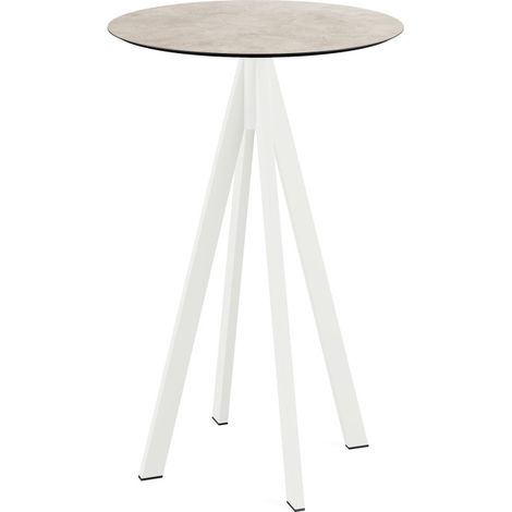 Infinity mange-debout avec piètement blanc + plateau HPL Moonstone Ø70 cm - Feros (1/4)