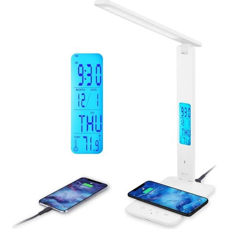 Lampes domestiques Écran LCD Lumière douce Protection des yeux Lampe de bureau (Blanc),convient aux dortoirs, chambres, espaces personnels (1/5)