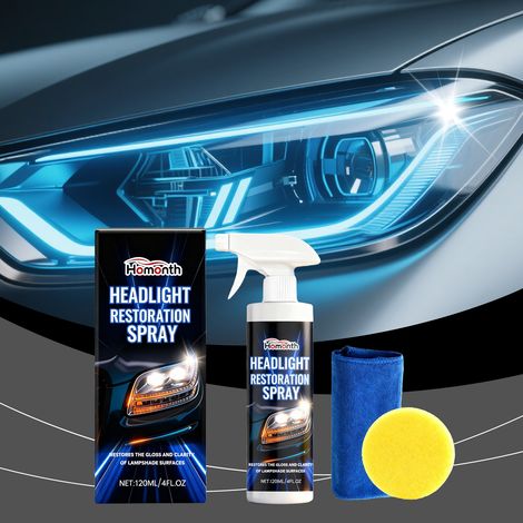 Scheinwerferpflegespray – Verbessert die Sicht und pflegt die Scheinwerfer. Inhalt: 120 ml, 1 Schwamm, 1 Handtuch. -- DE (1/5)