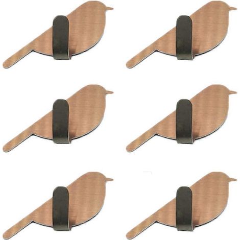 Selbstklebende, wandmontierte Handtuchhaken aus Edelstahl, Vogelmotiv, für Bad und Küche, 6er-Set, kein Bohren erforderlich (Roségold)