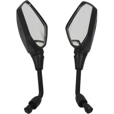 Universel 2 PièCes RéTroviseur Moto Grande Taille Noire Scooter Chrome vue ArrièRe Voir le Miroir LatéRal 10Mm (1/4)