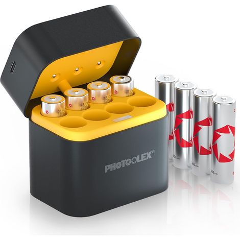 Pile Rechargeable AA Lithium 8 Pack avec Chargeur, 3600 mWh Haute capacité Sortie de Haute Puissance 1,5 V Piles AA avec boîtier de Chargement et de Stockage, Plus de 1600 Cycles (1/5)