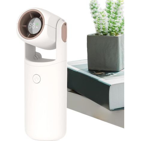 Ventilateur portable-5vitesses réglables, écran numérique, 3 000mAh grand Batterie– pour bureau, maison, voyage et extérieur – blanc (1/5)