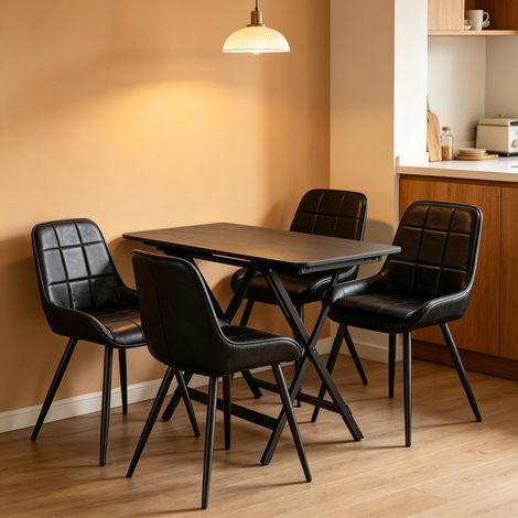 Set de 4 Chaises de Salle à Manger, Fauteuils de Cuisine avec Assise Rembourrée Haute, Chaises de Bureau à Domicile Élégantes et Pratiques (1/5)