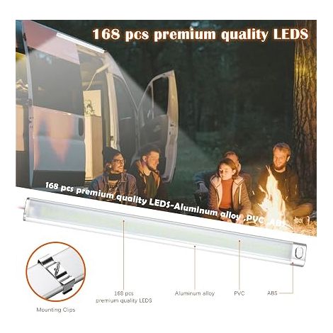 LED Indoor Light Bar LED Light Bar with On/Off Switch, White Strip Bar Lamp for Car/Truck/Motorhome/Boat/Van (168led) (1/4)