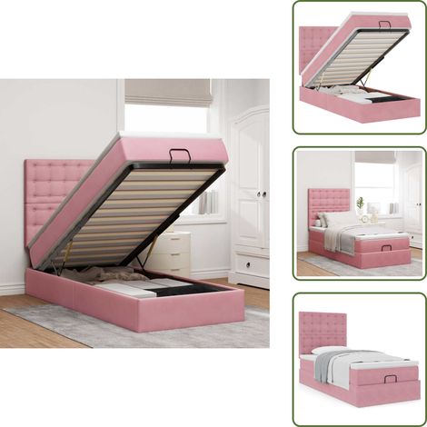 vidaXL Ottoman-Bett mit Matratzen Rosa 90x200 cm Samt (1/5)